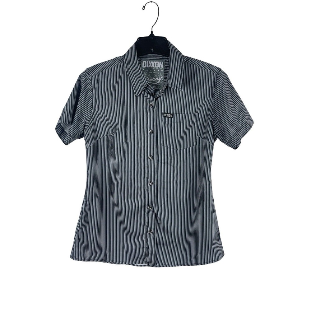Dixxon The Benny Triple Stripe Button Up Top Gray Black Rockabilly Short Sleeve